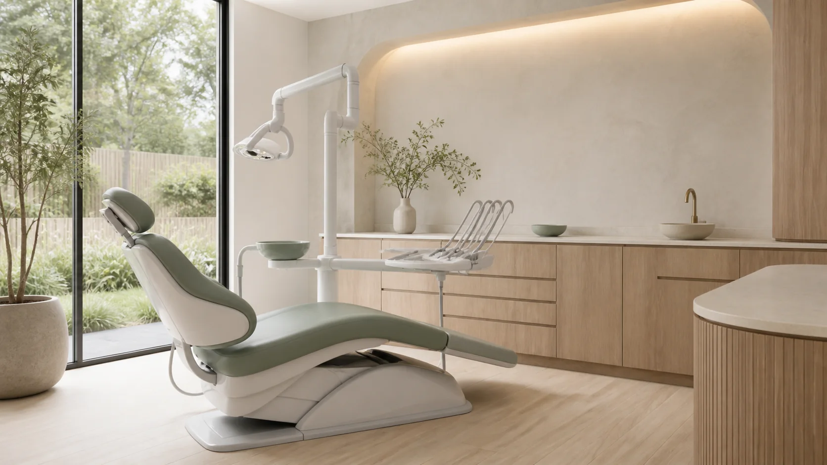 Fictional modern clinic interior used in the Lumen Dental website concept